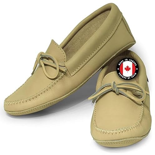 Laurentian Chief Moccasin Slippers for Women with Genuine Cowhide Leather - Canadian Quality Durable Comfortable Stylish Indoor Fancy Shoes for Ladies - 8