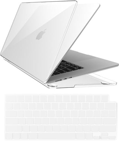 Natbok Custodia Cover MacBook Air 15 Pollici M3 2024/2023/A2941 M2/A3114 M3,Anti-ingiallimento Rigide Protection Cover + TPU Tastiera Cover Protettivo Cover MacBook Air 15 M3,Trasparente