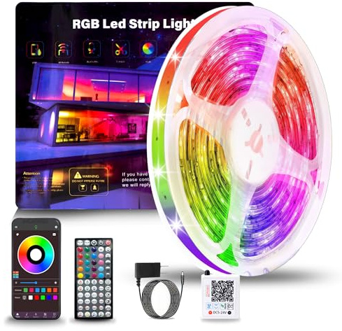 NBBUFF - Lumières LED pour chambre à coucher, 20,3 m (1 rouleau), bande lumineuse LED RVB à changement de couleur avec télécommande 60 touches et contrôle par application, lumières LED de