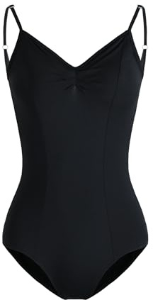 HROYL Mujer Maillot de Danza Ballet sin Mangas Leotardos para Danza Baile Gimanasia Ritmica para Mujer,C11-Negro,XL