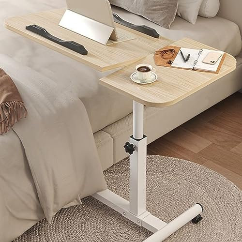 Mobiler Stehpult, höhenverstellbar, um 360° drehbar, multifunktionaler Laptop-Arbeitstisch, stoßfester Stehtisch mit Rollen, perfekt für Heimbüro und Nutzung über dem Bett, leicht zu reinigen (Ahorn