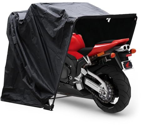 Lona protectora negra para motocicleta, quad, garaje, plegable, cubierta para moto, resistente al invierno, impermeable, para exteriores, 270 x 105 x 155 cm