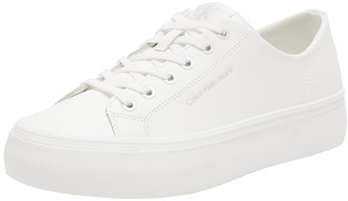 Calvin Klein Baskets Vulcanisées Femme Flatform Low en Cuir, Blanc (Triple Bright White), 41