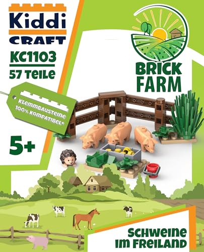 KIDDICRAFT KC1103 Schweine im Freiland Klemmbausteine