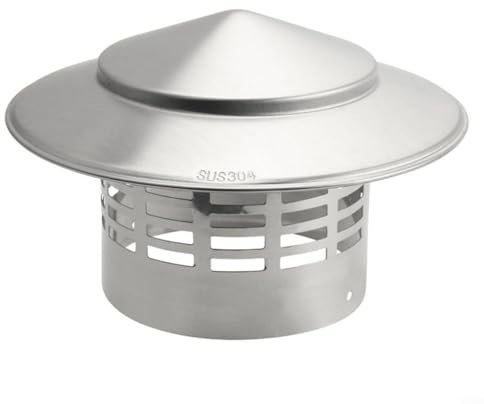 Regenhaube und Vogelschutz für Kamin, Edelstahl Rauchrohr-Abdeckkappe/Schornsteinhaube, Vogelschutz/Netzschutz, runde Kaminkappe (200 mm)