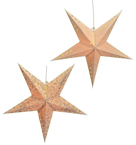 Miss Lovely XXL Faltsterne Papierstern Leuchtstern für den Innenbereich - beleuchtbar - Weihnachts-Deko Fenster-Dekoration Weihnachten & Advent - Ø 60cm Farben: Creme & Gold 2 Stück