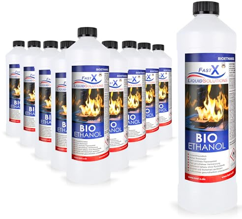 Fast X Bio Ethanol 120 x 1L – 100% Natürlich, für Ethanolkamine & Alkoholbrenner. Umweltfreundlich & geruchsfrei, sicher für Raum- & Gartenfeuer mit rückstandsloser Verbrennung