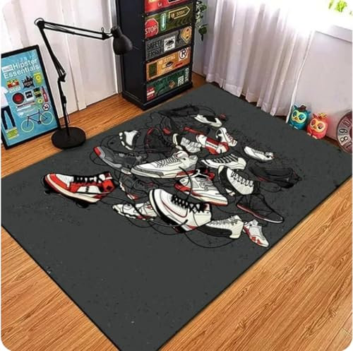 PASPRT Basketball Schuhe Turnschuhe Druck Wohnzimmer Teppich Für Wohnkultur Schlafzimmer Flur Matte Hotel Sofa Couchtisch Weiche Teppiche 50X80Cm