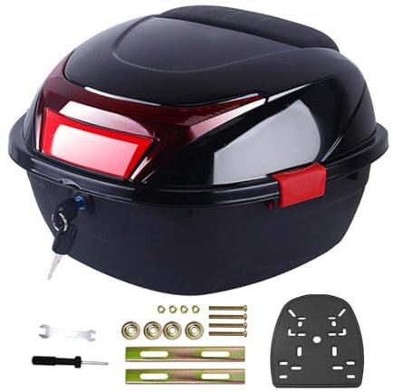 WWERTYY 30L Motorradkoffer Top-Case Roller und Motorrad Koffer Schwarz Motorradtasche Helmkoffer,Universal Wasserdicht Motorräder Heckbox für Moped/Mofa/Motorroller/Motorcycle Black