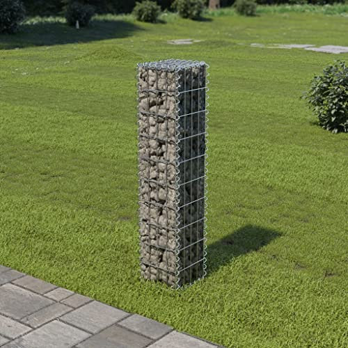 Myheimly Gabione,Steinkorb Steingabionen Drahtkorb Mauer Säule Wand, Drahtkorb für Außenbereich, Gabionenkorb Steingabione, Verzinktes Eisen Gabione 20 x 20 x 100 cm