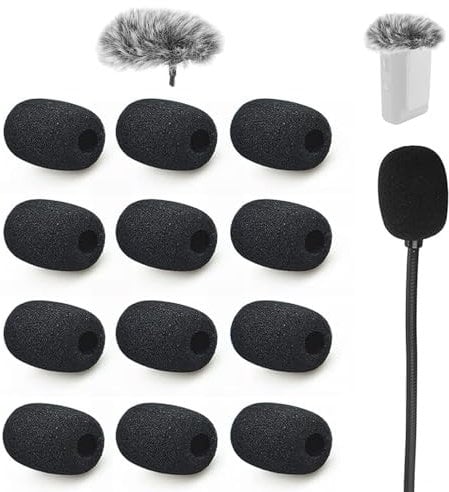 2-Piece Mic Windscreen for Dji Mic, Reduces Wind Noise 12-Piece Headset Microphone Covers Foam Pop Filter Handheld Mini Mic Foam Windshield Dji Lavalier Mic Cover Furry Wind Muff