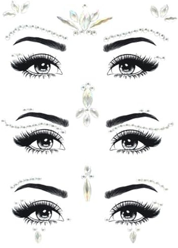 HZXINYI Brillantini Adesivi di Gemme per Viso - Brillantini Strass Viso Adesivi, Viso Corpo Gioielli per Festival, Stile 5