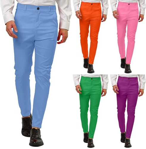 Pantalon chino pour homme, coupe ajustée, coupe ajustée, coupe ajustée, pantalon chino pour homme, coupe extensible, élégant, pantalon léger avec taille élastique, confortable et infroissable, rose,