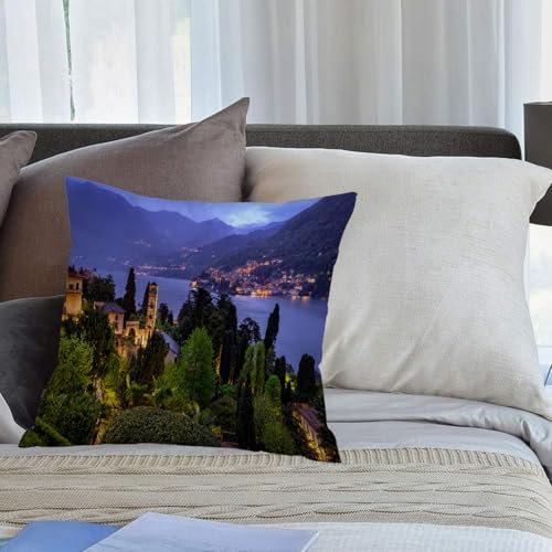 KHWEJ Kissenbezüge 50x50 cm,Lago di Como (Comer See) Moltrasio,Zierkissenbezug Cushion Cover Couch Wohnzimmer Außenbereich Deko