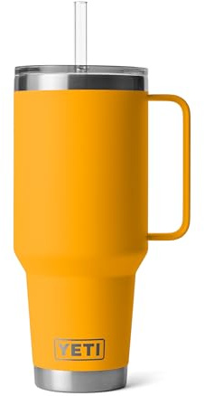 YETI Rambler 42 oz Tumbler with Handle and Straw Lid, Travel Mug Water Tumbler, Vacuum Insulated Cup with Handle, Stainless Steel, Beekeeper