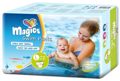 Magics Swim Pants, Pañales Bebé Bañadores Desechables, Talla S (6-11kg), 12 Pañales de Nadar