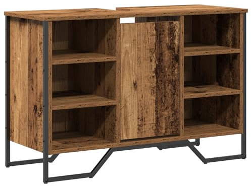 vidaXL Gabinete de Lavabo de baño Madera Antigua 91x35x60 cm Madera de ingeniería
