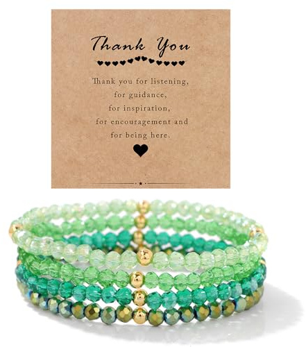 LOCCY Damen Kristall Perlen Armband Mehrschichtiges Steine Armband Boho Modeschmuck Armband Damen Schwarz (grün A)