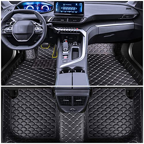 Muchkey Auto Fussmatten Set für Volkswagen T-ROC 2000-2027 | PU Leder Fußmatten Allwetter Matte Wasserdicht Automatten Zubehör Schwarz Beige