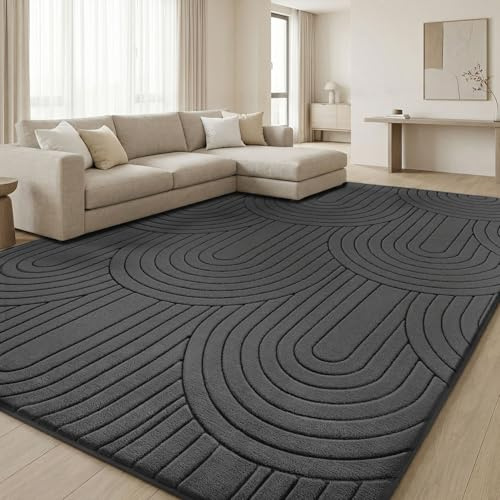 Treeboy Kurzflor Teppich Dunkelgrau 140 X 200 cm Großer Teppiche Wohnzimmer