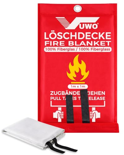 vuwo Couverture Anti Feu en Fibre - 1 Paquet Couverture Anti-Feu de Survie de Verre d'urgence pour Protection Ignifuge et la l'Isolation Thermique Applicable à Cuisine Camping (1m x 1m)