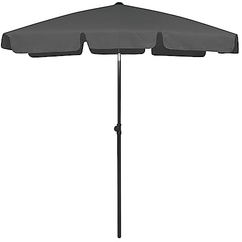 Holamys Strandschirm Anthrazit 180x120 cm, UV-beständiger Polyester Sonnenschirm mit Kippmechanismus, robuster Outdoor Terrassenschirm für Garten und Balkon