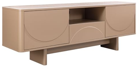 Riess Ambiente Design TV Board Savoy - 150cm - Greige - Travertin Keramik - mit Schublade 3D-Front Lowboard Kommode