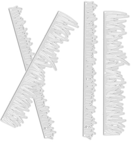 SEWOART Stanzformen 4 Stück aus Kohlenstoffstahl, mit Grasmotiv | Naturinspiriertes Design, Scrapbooking und Kartenherstellung, Präzise Kanten, Silberne Ausführung