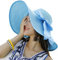 JOYEBUY Damen Strohhut mit großer Schleife, faltbar, UV-Schutz, Strandkappe - Blau - Einheitsgröße