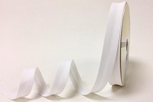 Byetsa 7140 Schrägband aus Leinen, 18 mm, 20 m Rolle, Weiß