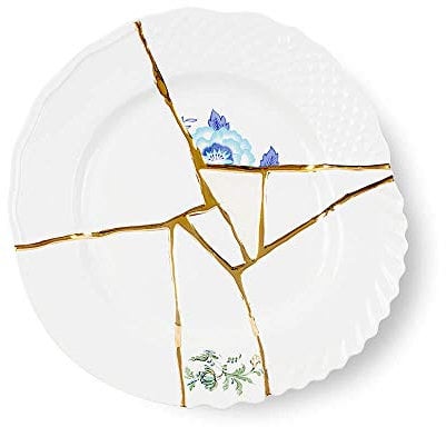 Seletti Kintsugi Piatto piano in porcellana e oro 24 carati mod. 3