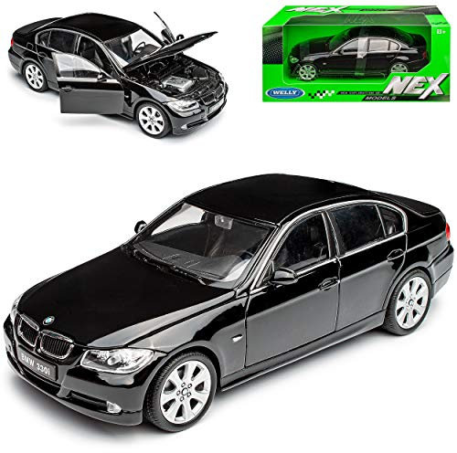 Welly B*M*W 3er E90 Limousine Schwarz 2005-2012 1/24 Modell Auto mit individiuellem Wunschkennzeichen