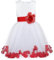 Freebily Vestito da Cerimonia Bambina Lungo Elegante Tulle Petali di Rosa Abito da Principessa Battesimo Abito Damigella Vestito da Sposa Matrimonio Colorati Comunione Rosso 3 Anni