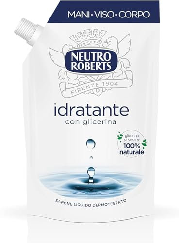 Neutro Roberts Sapone Liquido Ecopouch Idratante Con Glicerina, Ricarica Ecologica di Sapone Liquido per Le Mani, Dermatologicamente Testato, Senza Sapone, Flacone da 400 ml