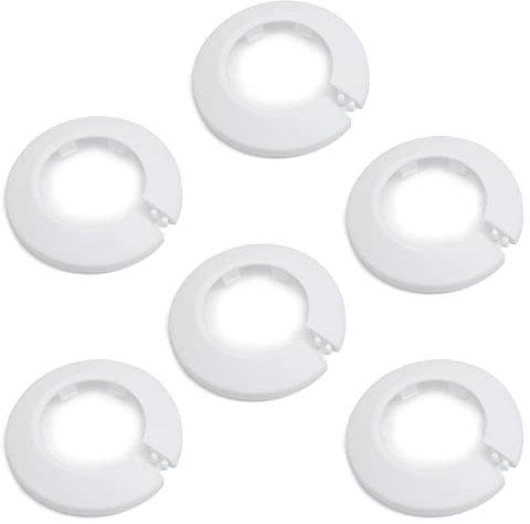 MroMax Lot de 6 cache-tuyaux en plastique PP de 4,2 cm de diamètre extérieur pour décoration de tuyau mural et tube de radiateur Blanc 43 mm