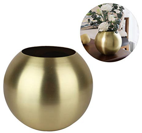 Blumenvase Kugel Gold Edelstahl Bodenvase Dekovase Blumenvase für deko Blumentopf Vase Gefäss Kleine Vasen für Tischdeko 14 * 12 * 8,2 cm