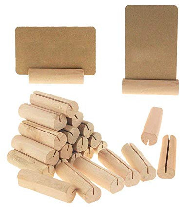 Wenlai 40 Pièces Titulaire de La Carte en Bois Porte-Cartes en Bois Vintage Titulaire de La Table numéro Titulaire Memo Carte Support Titulaire pour Les Mariages et La Décoration Intérieure
