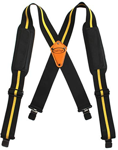Tirantes de cinturón de herramientas para trabajo pesado, almohadillas de hombro móviles, juego de clip rápido para CLC, Husky, Dewalt cinturón de herramientas (tira amarilla)