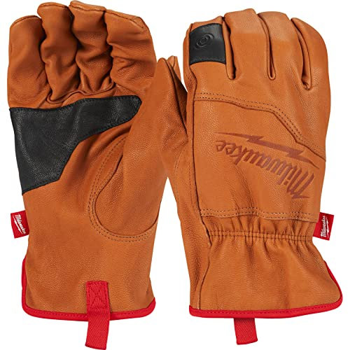 Milwaukee Unisex 4932478125 Milwaukee Leather Work Gloves Cut Resistance Protection 10 XL , Red, XL 1 Pair