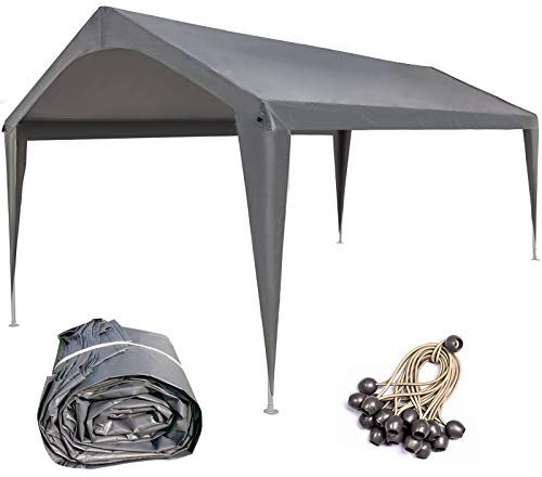 Sunnyglade Carport-Ersatz-Baldachin mit Stoffstangen-Schwellern und Zubehör für Auto, Garage, Unterstand, Zelt, 3 x 6 m, Dunkelgrau (nur obere Abdeckung)