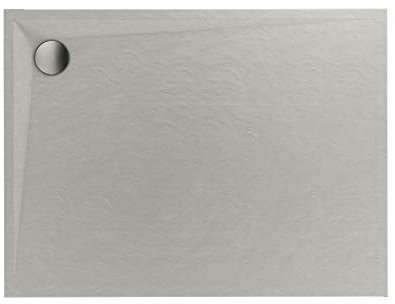 Sellon24® Duschtasse Duschwanne Grau Quadrat Rechteck Viertelkreis Stein-Effekt Cement Stone (80x100x3cm)