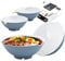 VALLENWOOD 4 XL Gray White bowl set, 12 Pieces Ramen Bowls. Asian Japanese soup w/ Spoons & Chopsticks. Restaurant Quality Melamine, Large 52 oz Noodles, Pho, Udon, Thai, Chinese dinnerware, 9 inch