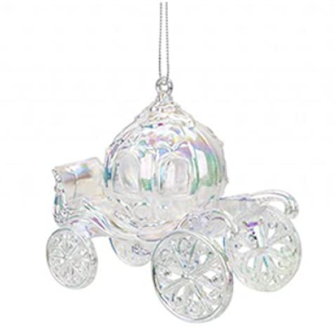 Iridescent Shimmer Fairytale Princess Carriage Hanging Christmas Decoration Magical Fairy Tale Themed Xmas Tree Pendant