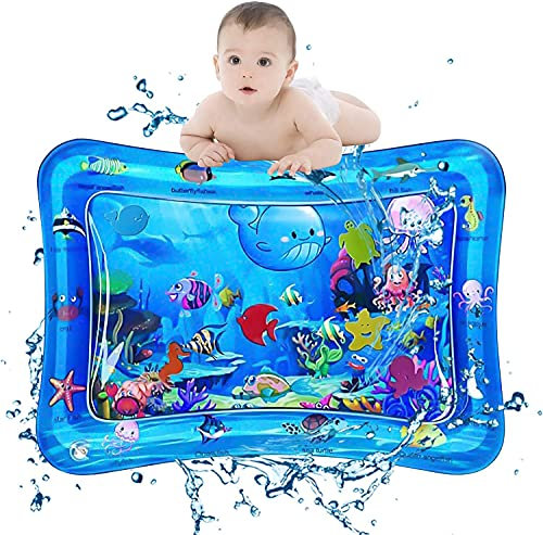 Wassermatte Baby, Jund Baby Wasserspielmatte Spielzeuge 3 6 9 Monate, Aufblasbare Wassermatte Sensorisches Spielzeug, Kleinkind Wasserspielmatte Auslaufsicheres PVC für Frühe Entwicklung, 66 x 48 cm
