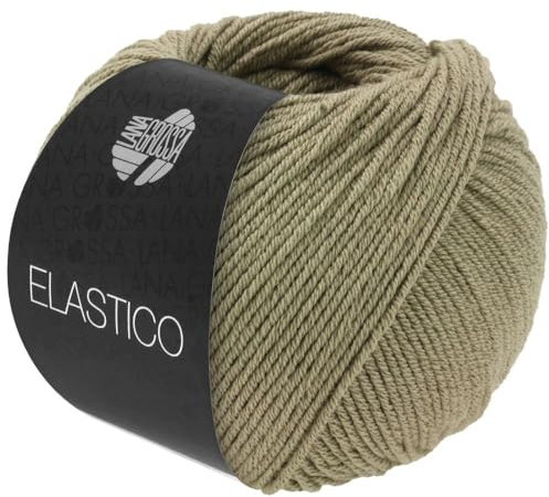 LANA GROSSA Elastico | Baumwoll-Klassiker mit leichtem Stretchanteil | Handstrickgarn aus 96% Baumwolle & 4% Polyester (Elite)| 50g Wolle zum Stricken & Häkeln | 160m Garn FB 176