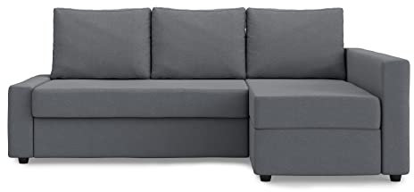 MASTERS OF COVERS Ersatzsofabezug für IKEA Friheten Ecksofa Links/Rechts Chaise, Individuelle Passform, Strapazierfähiger Stoff, 230 x 68/151 x 66 cm (Dunkelgrau, Polyester)