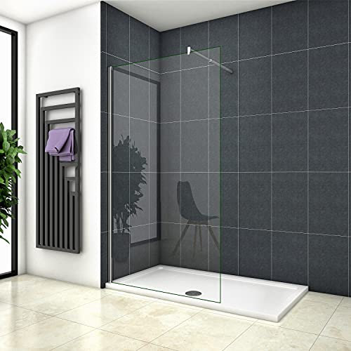 Doccia Walk In 195 cm Larga 75 cm Parete Fissa da 6 mm Vetro Temperato Trasparente Anticalcare Barra Stabilizzatrice da 70-120 cm