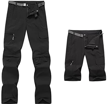 GITVIENAR Herren Wanderhose Zip Off Outdoorhose Funktionshose Atmungsaktiv Schnelltrocknend Trekkinghose Softshellhose Sommer Elastisch Leicht für Sport Freiheit Camping