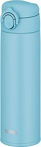 Thermos Bouteille d'eau, tasse mobile isolée sous vide, 500 ml, bleu clair, passe au lave-vaisselle, ouverture à une touche, en acier inoxydable, bouteille de conservation du chaud et du froid JOK-500