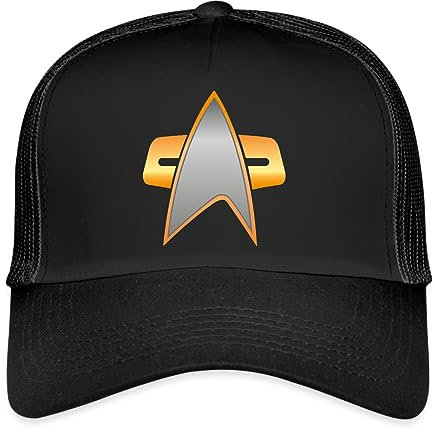 Spreadshirt Star Trek Voyager Crew Logo Trucker Cap, One Size, Schwarz/Schwarz